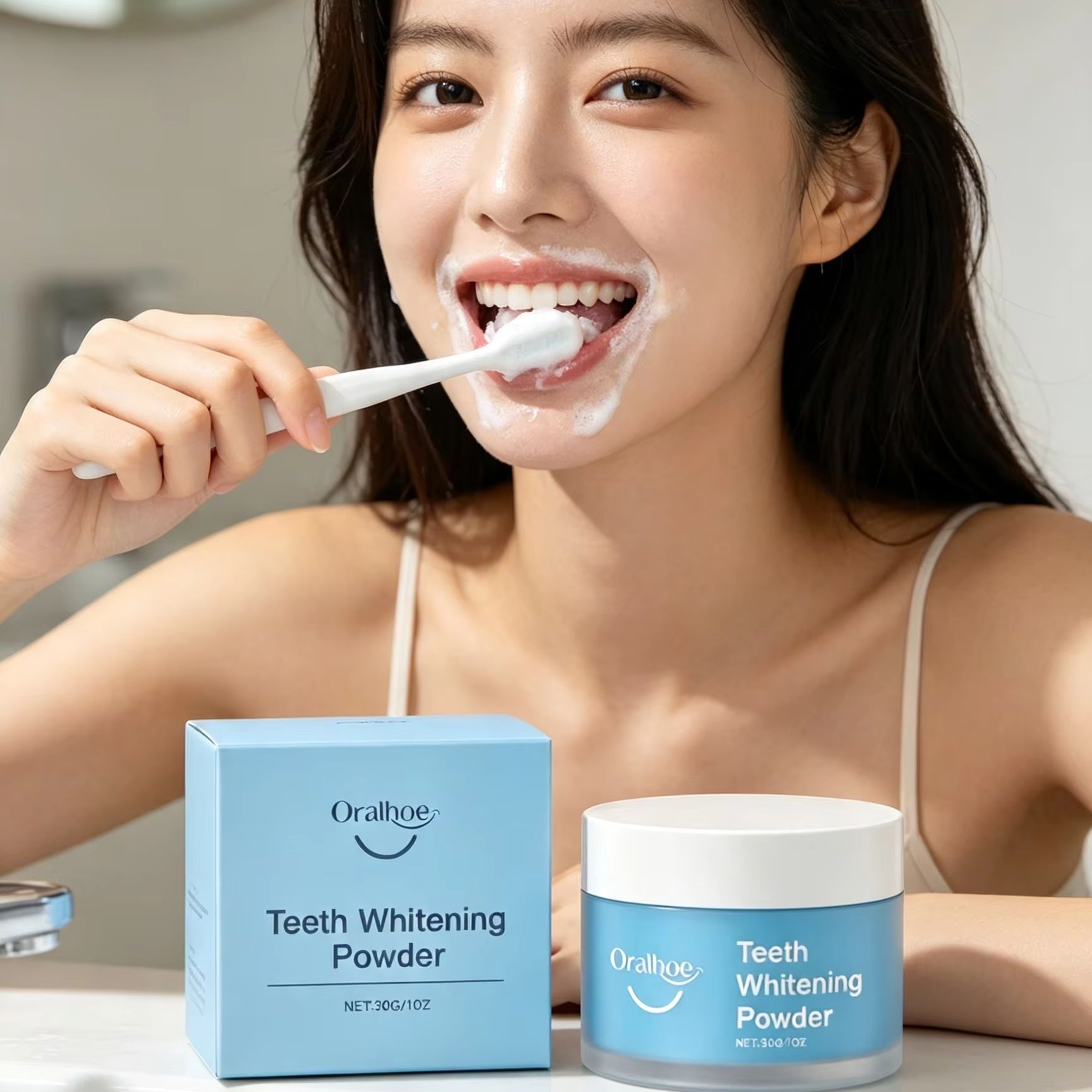 Teeth Whitening App - Oralhoe Tooth Powder for Brushing Teeth