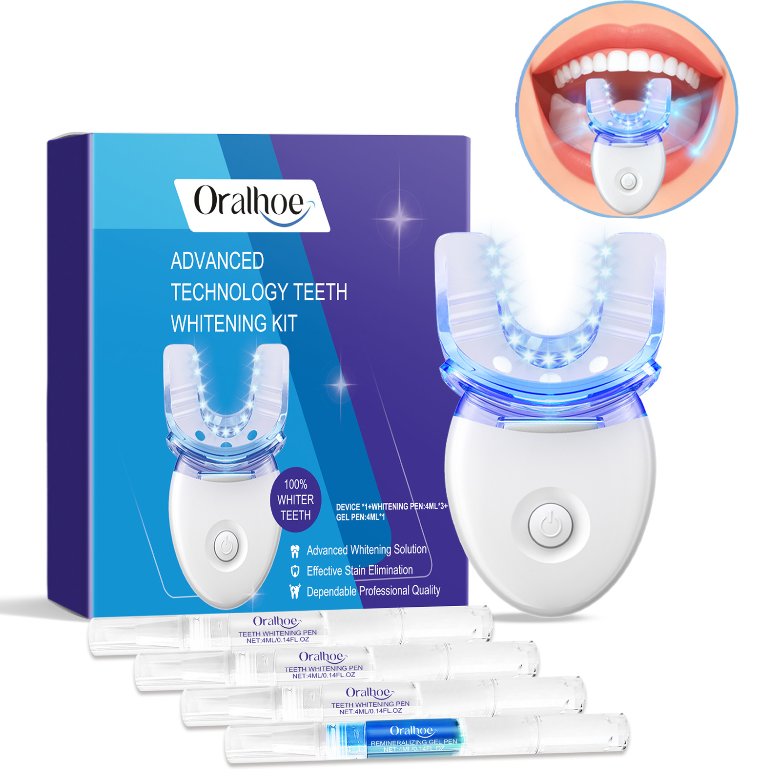 Teeth Whitening Gels Used By Dentists - Professional Teeth Whitening LED Light Kit