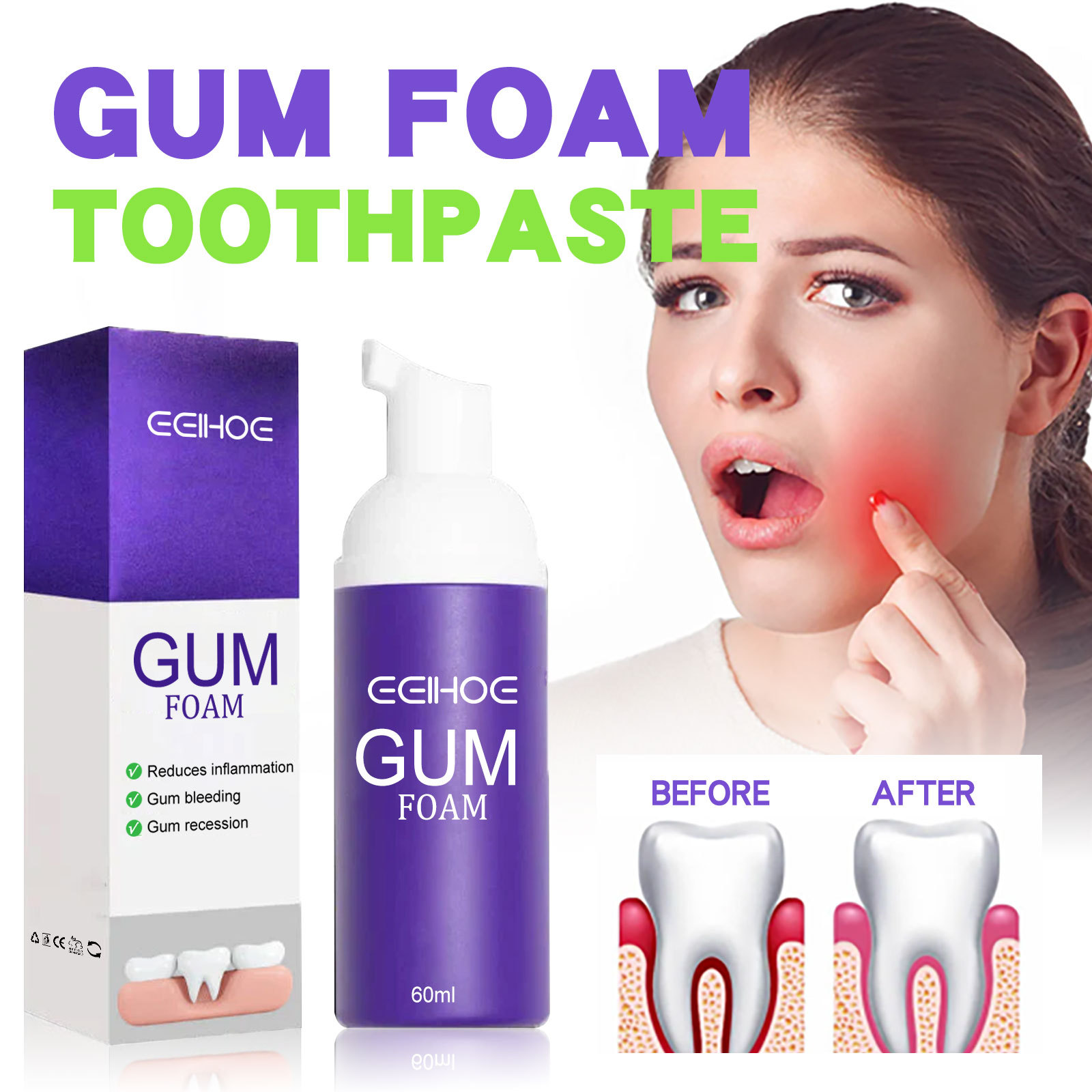 60ml Teeth Whitening Mousse V3 - Teeth Whitening Yellow Teeth ulasan dan harga